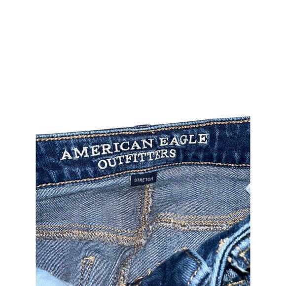 American Eagle Womens Stretch Vintage Hi Rise Jeans Sz 4 Medium Wash Button Fly - Picture 3 of 7